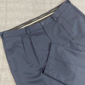 Oak Hill Men's 48x30 Navy Blue Expander Waist Pleated Front Dress Pants